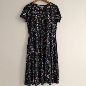 Heylo Fashion Black Floral Short Sleeve Dress Size XXL